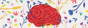illustration of a brain overlaying flowers