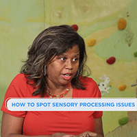 Dr. Dana speaking about sensory processing with the text in image: How to spot sensory processing issues