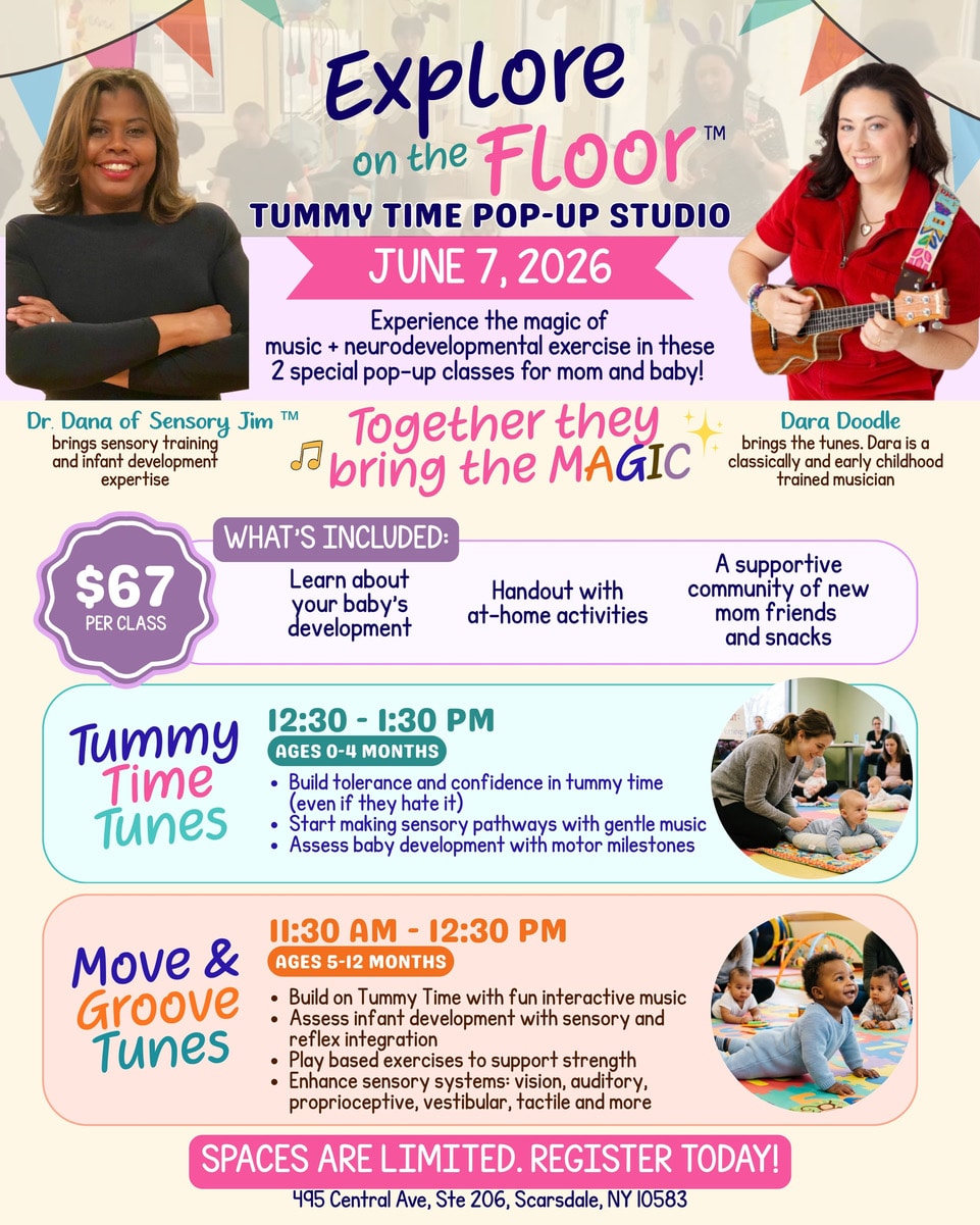 Poster for Explore on the Floor Tummy time pop-up studio. June 7th 2026